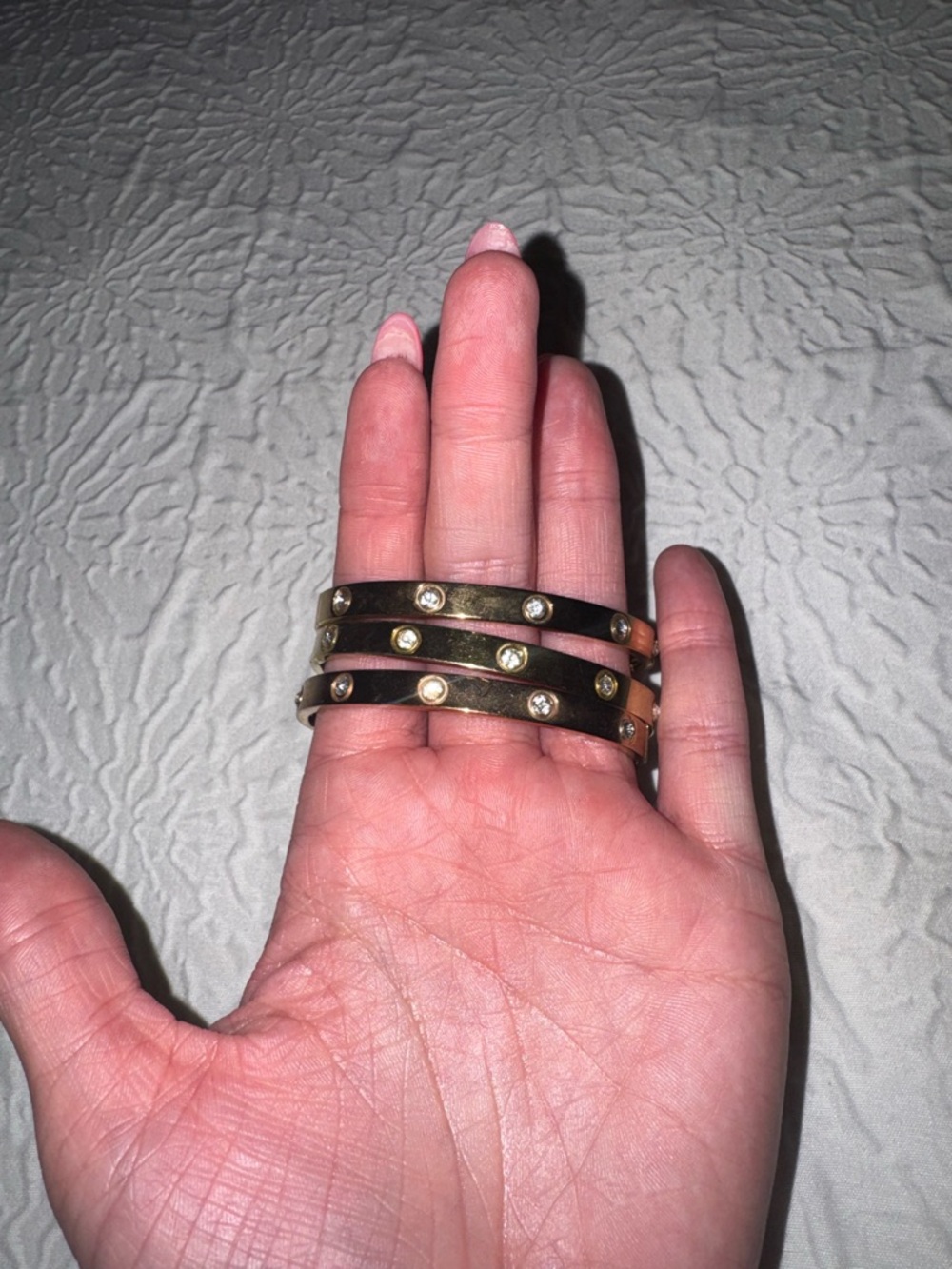 Gold Stackable Bangle Bracelets - Picture 2 of 2